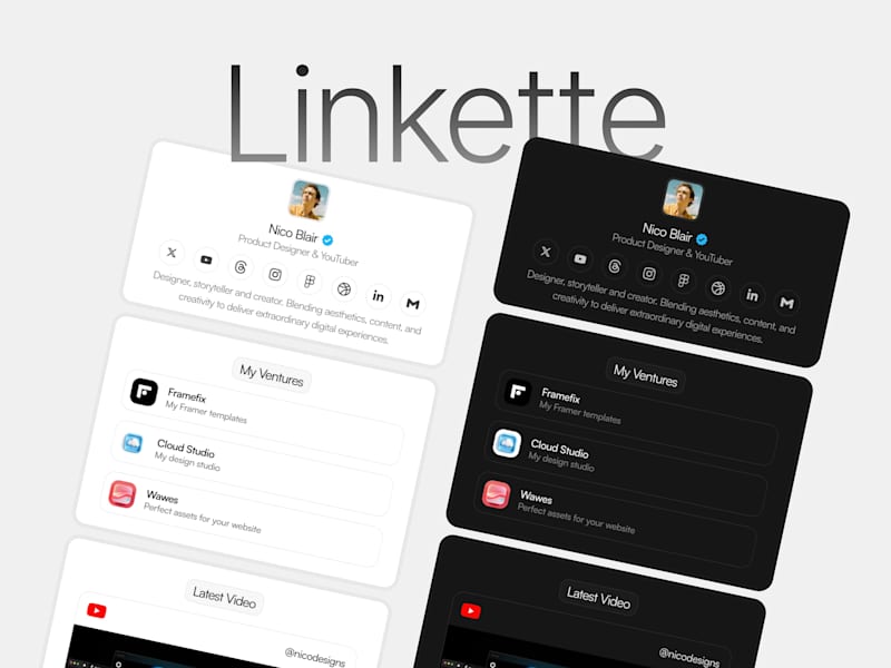 Cover image for Linkette - Link in Bio Template for Framer