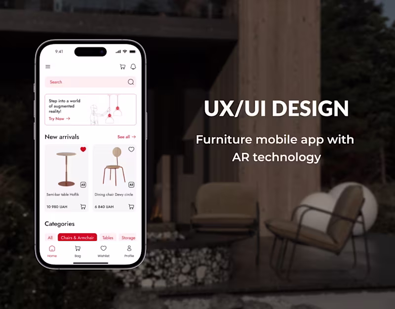Cover image for UX/UI Design | Mobile App with AR technology