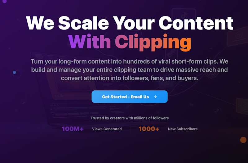 Cover image for Landing Page Design for ClipScale Media