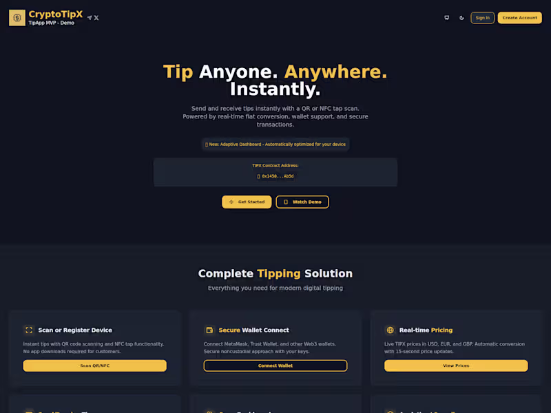 Cover image for CryptoTipX: Digital Tipping Made Simple
