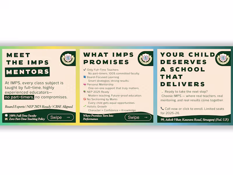 Cover image for A clean, information-dense carousel designed for IMPS School...