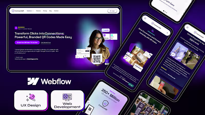 Cover image for UX Design, Webflow Development and Asset Creation