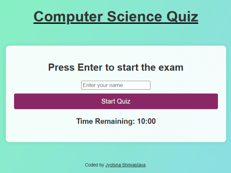 Cover image for Online MCQ Quiz 