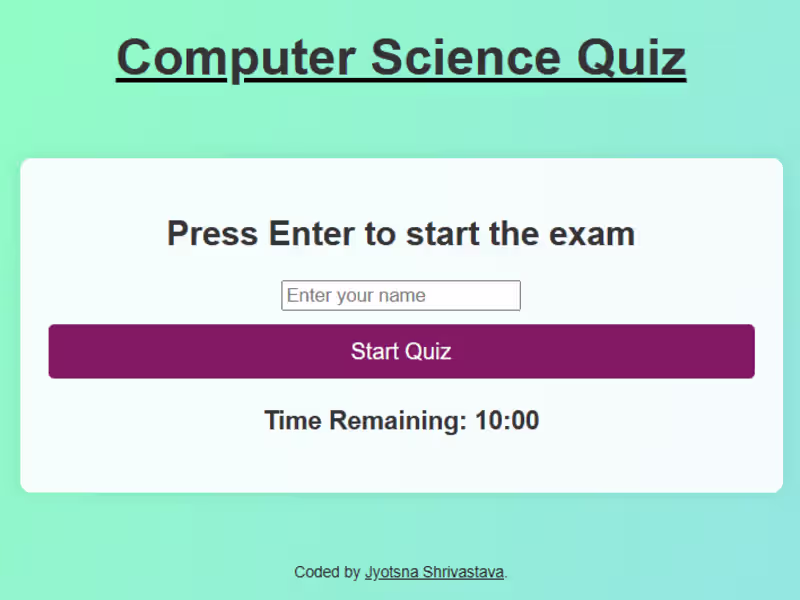 Cover image for Online MCQ Quiz 