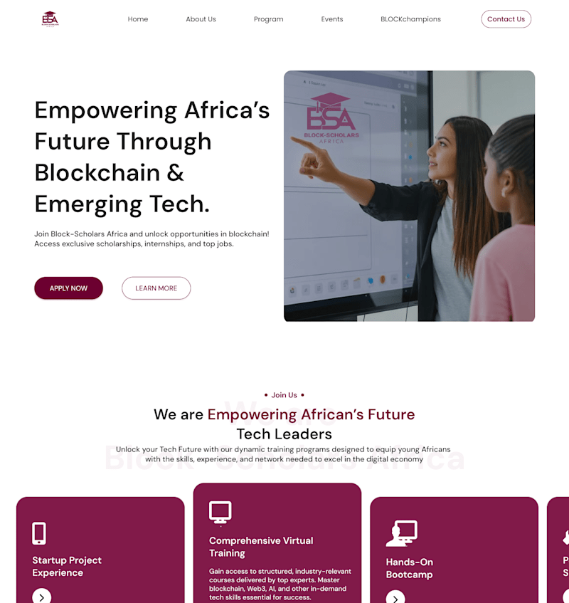 Cover image for Redesign of Block-Scholars Africa website