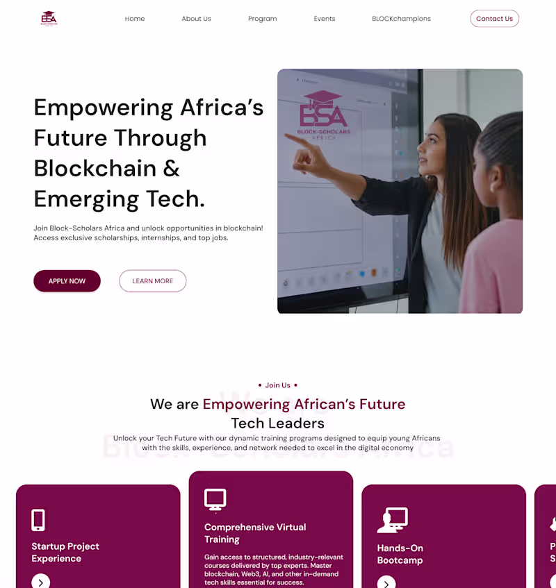 Cover image for Redesign of Block-Scholars Africa website