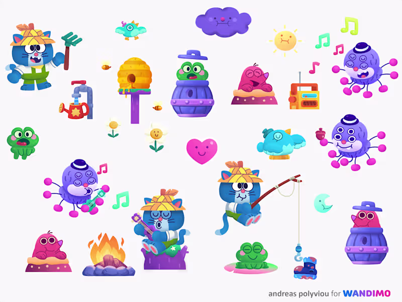 Cover image for Cute character designs. Vibrant, unique and full of life!