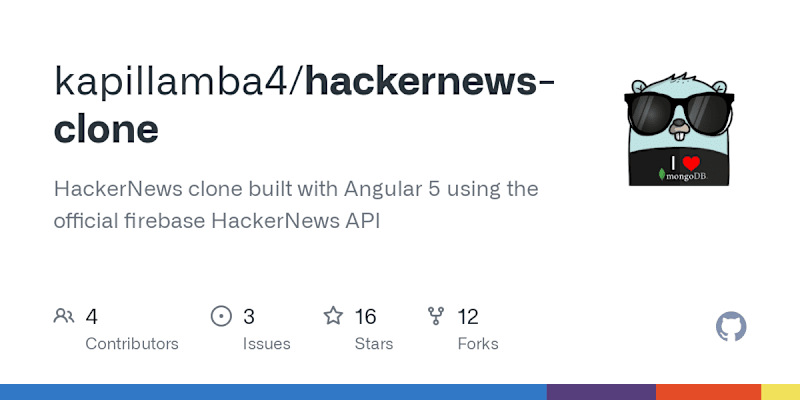 Cover image for Hackernews clone using Angular 5