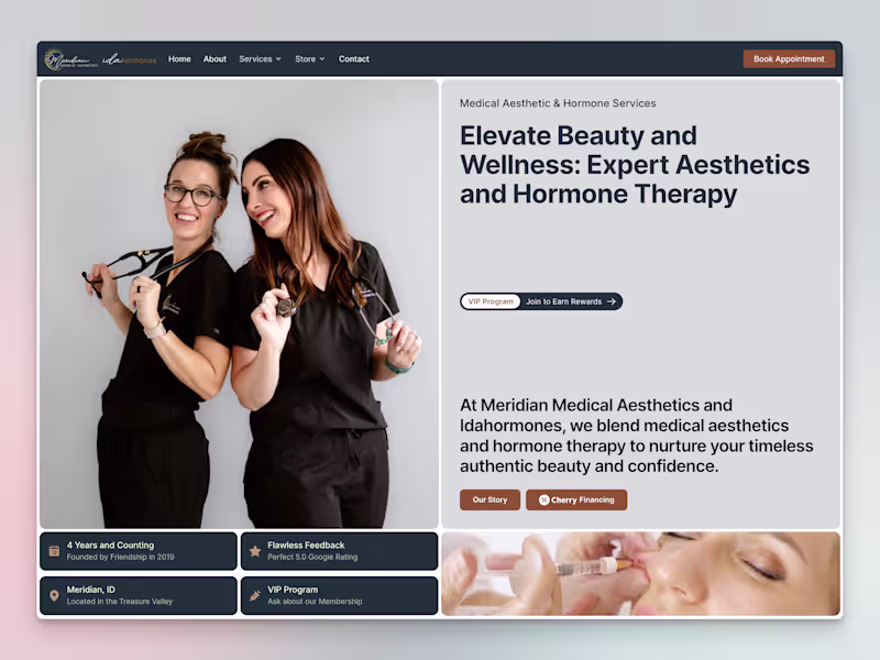 Cover image for "Meridian Medical Aesthetics" - Framer Website