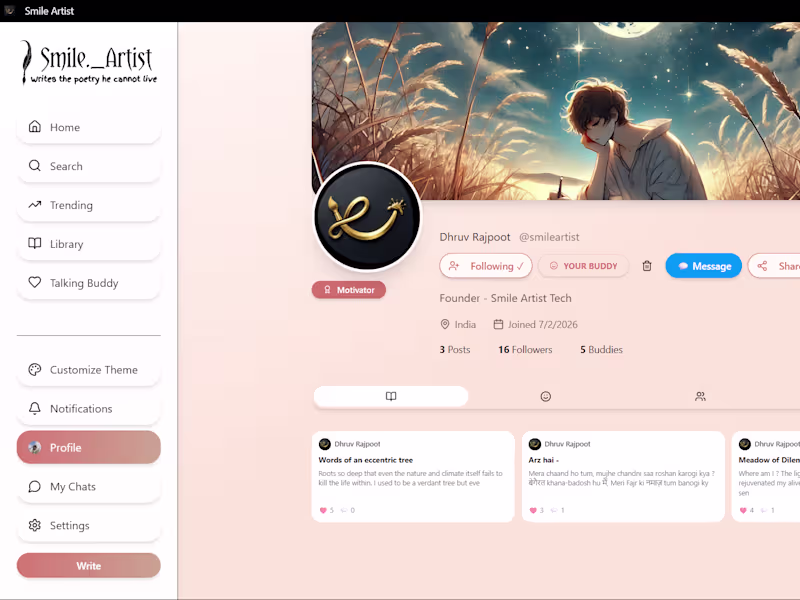 Cover image for Developed a full-featured social platform