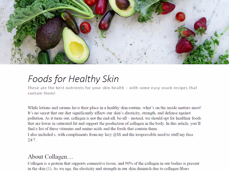 Cover image for Foods for Healthy Skin (blog post)