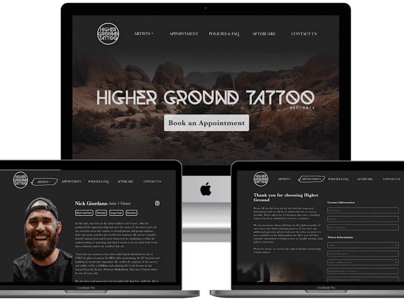 Cover image for Higher Ground Tattoo: Website + Branding