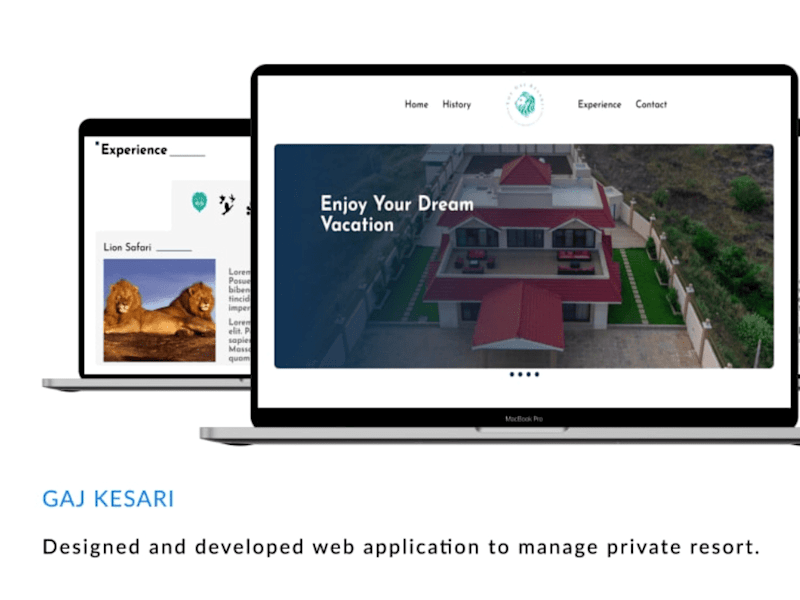 Cover image for A custom web solution for a private resort located in India.  