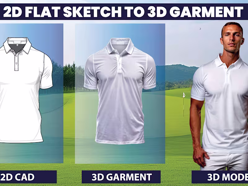 Cover image for I will render your 2D flat sketch into a 3D garment 👚👕