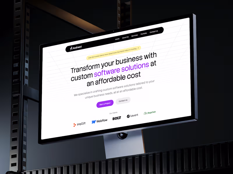 Cover image for Kodnext Agency — One-Page Website Redesign