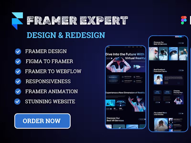 Cover image for I will design framer website framer landing page figma to framer
