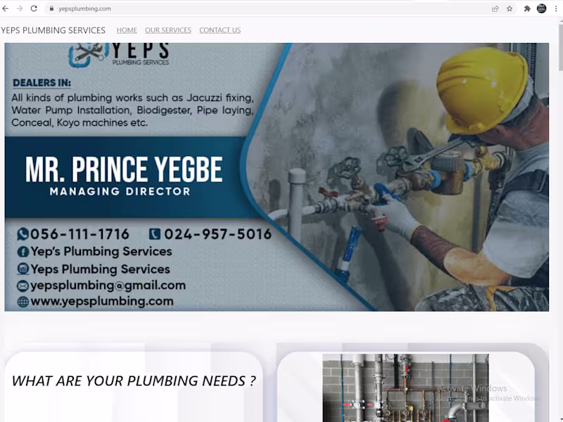 Cover image for YEPS PLUMBING