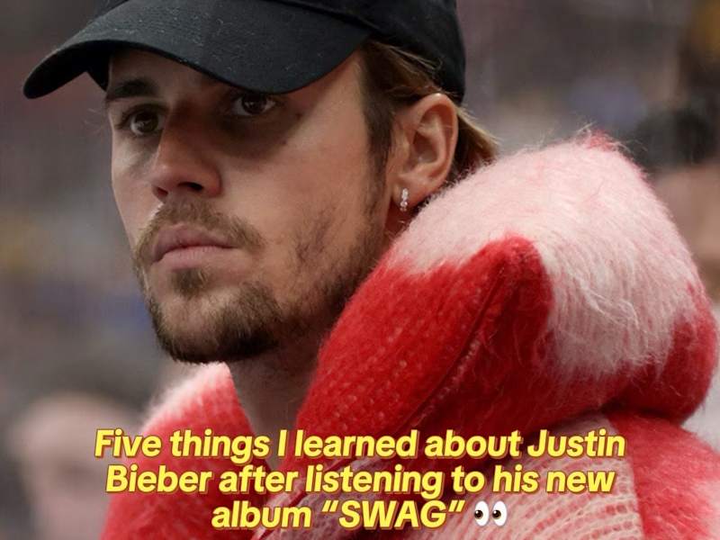 Cover image for Five Things I learned about Justin Bieber