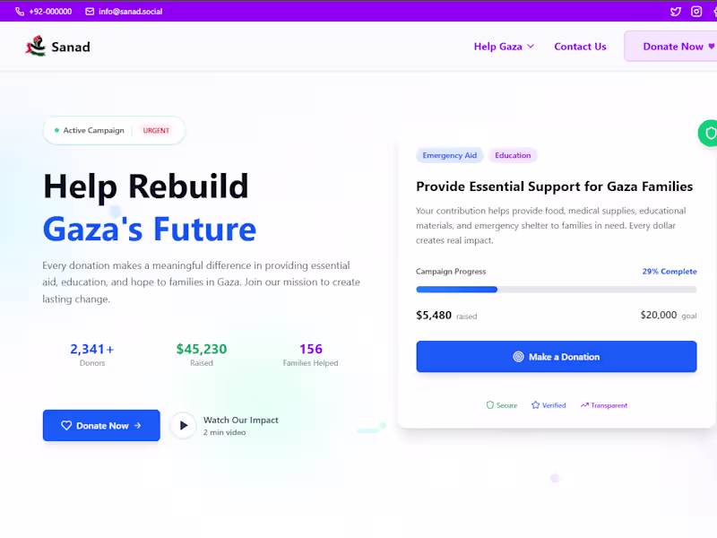 Cover image for Sanad - Gaza Relief System