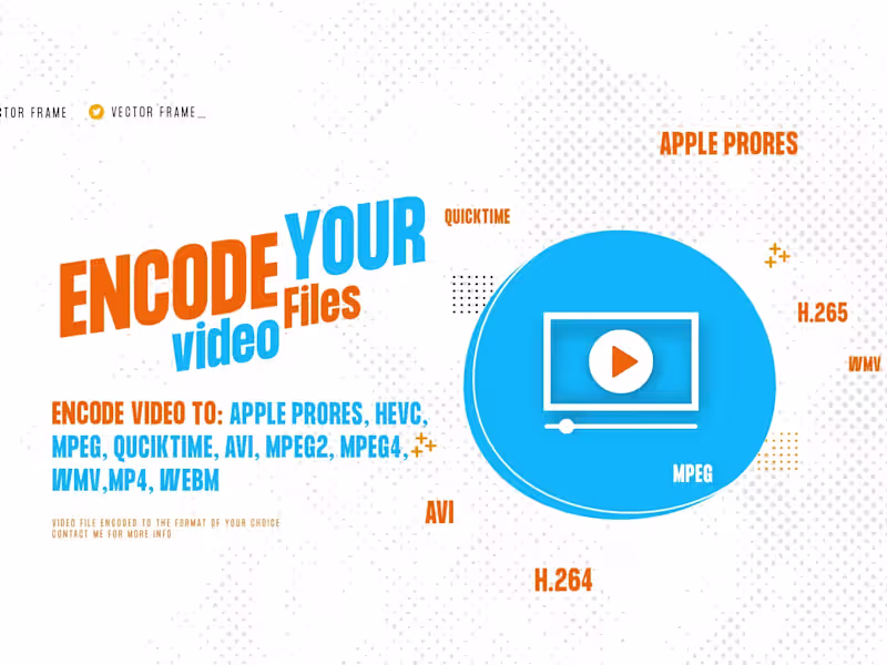 Cover image for Convert 5min video to mp4, apple prores, hevc, mpeg, wmv, webm