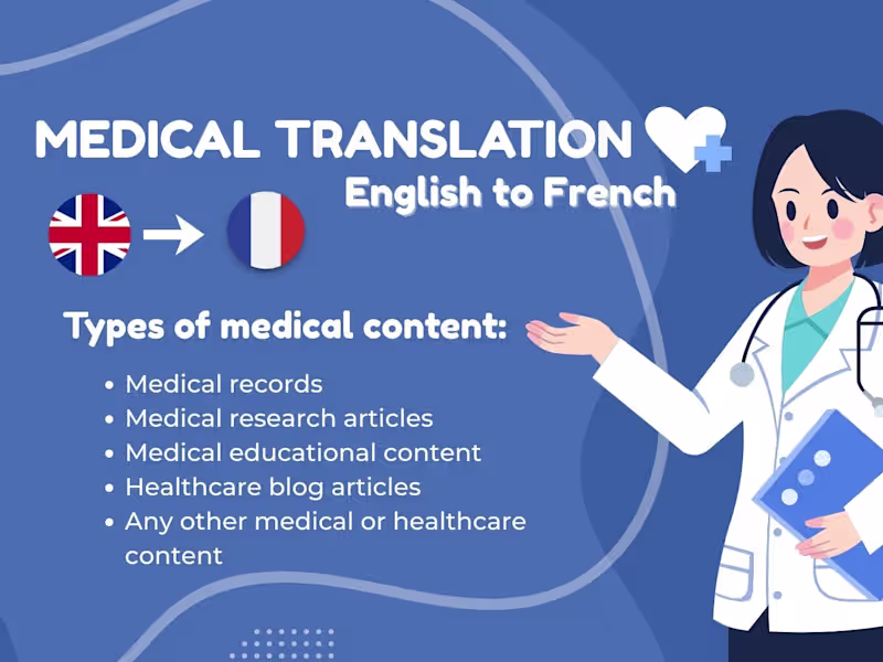 Cover image for English to French medical translation 