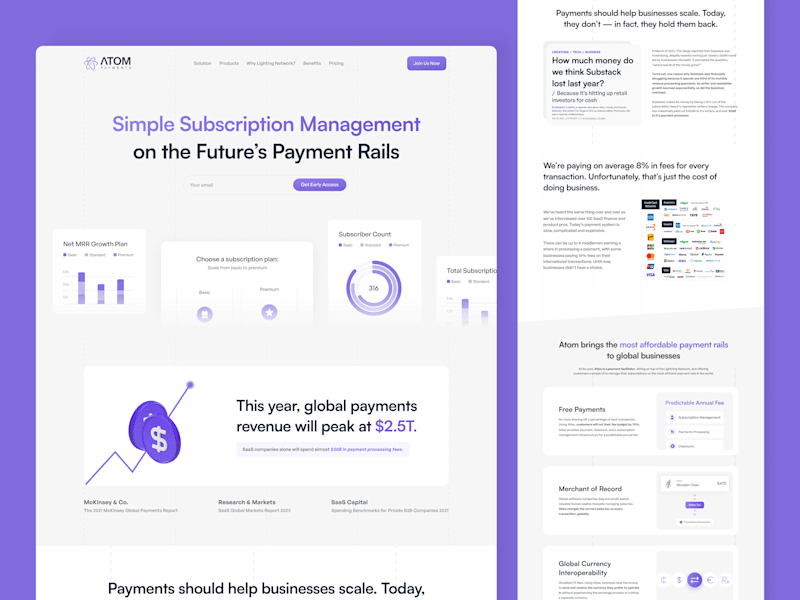 Cover image for Atom Payments - Investor UI UX Landing Page