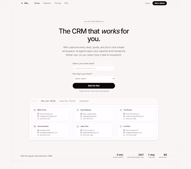 Cover image for My Full Stack CRM usemilo.app