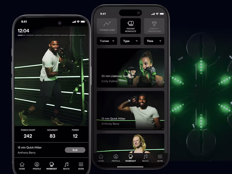 Cover image for Liteboxer – UX/UI for Connected Fitness App with $28.5M Funding
