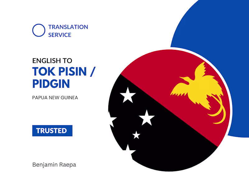 Cover image for Translate English to Tok Pisin /Pidgin (Papua New Guinea)