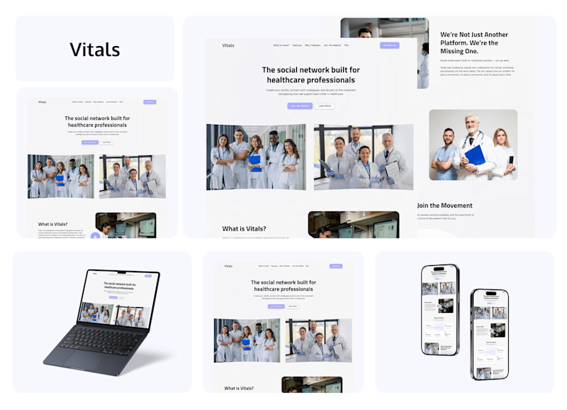 Cover image for Vitals Healthcare Social Network Landing Page Design