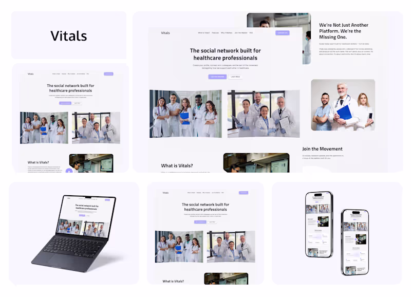 Cover image for Vitals Healthcare Social Network Landing Page Design