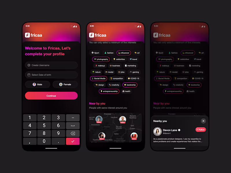 Cover image for User onboarding flow for fricaa