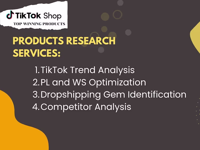Cover image for I will research winning products for tiktok shop PL, WS and DS