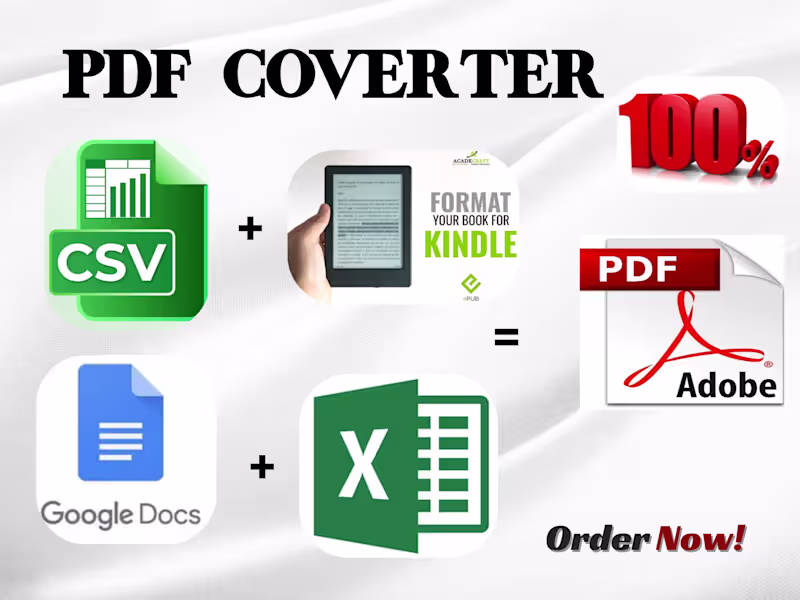 Cover image for PDF to Word, Excel, Google Docs, Kindle, PowerPoint services