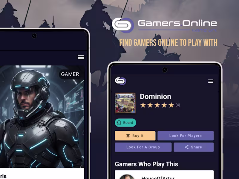 Cover image for Gamers.Online Google Play Store Visual Design