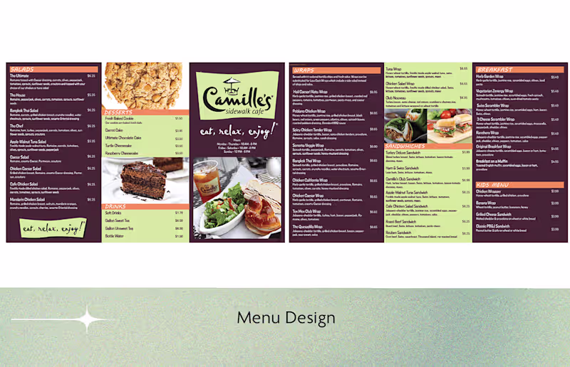 Cover image for Menu Design Concept for Camille's Sidewalk Cafe