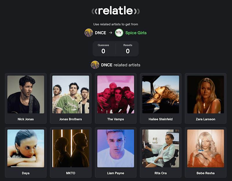 Cover image for relatle: the daily music relation game
