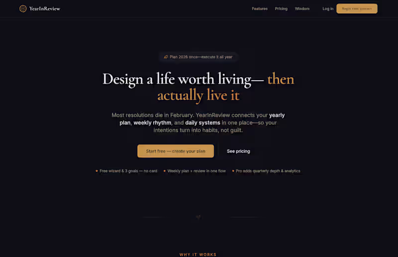 Cover image for YearInReview - Annual planning that lasts all year!