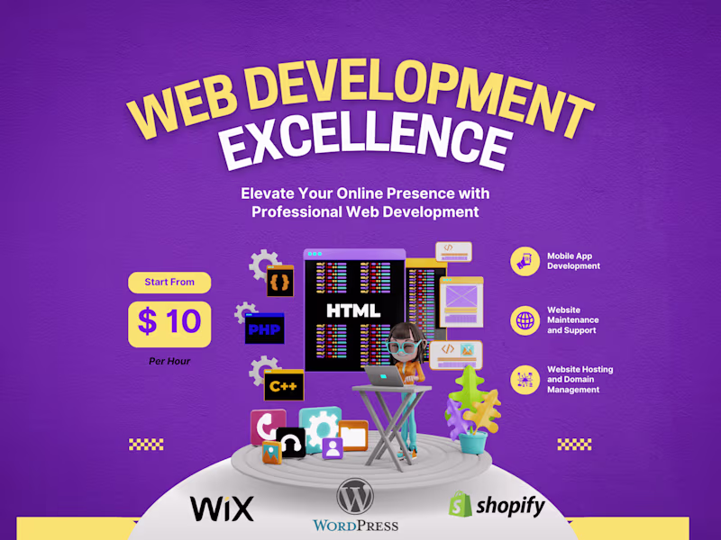 Cover image for Expert Web Developer: Crafting Stunning Wix and Shopify Sites
