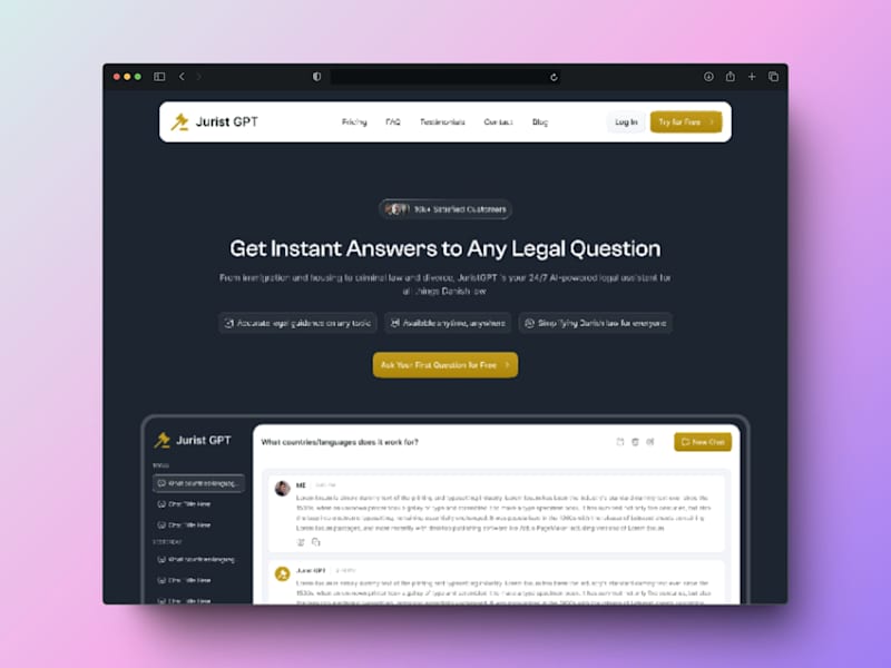 Cover image for Website Design for Jurist GPT