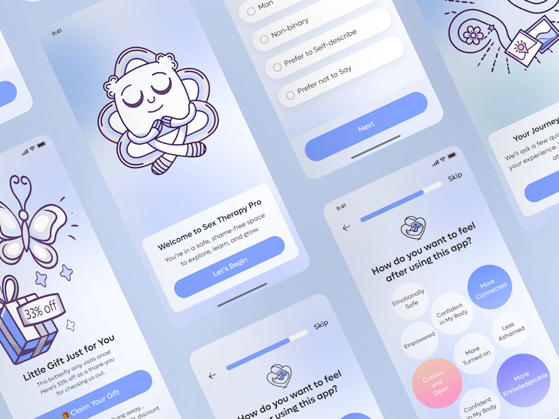 Cover image for Mobile App UI/UX for Sex Therapy Pro Wellness Onboarding