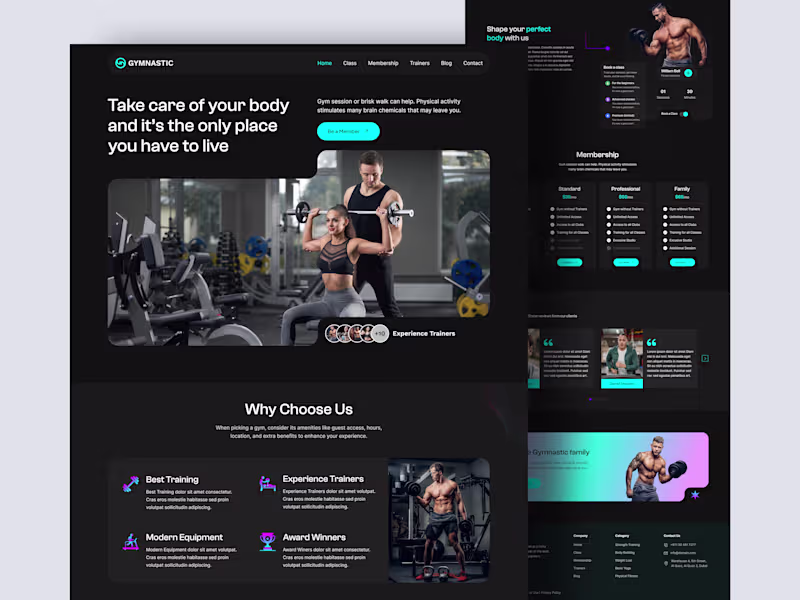 Cover image for Gym Landing Page ui, ui design, uiux design