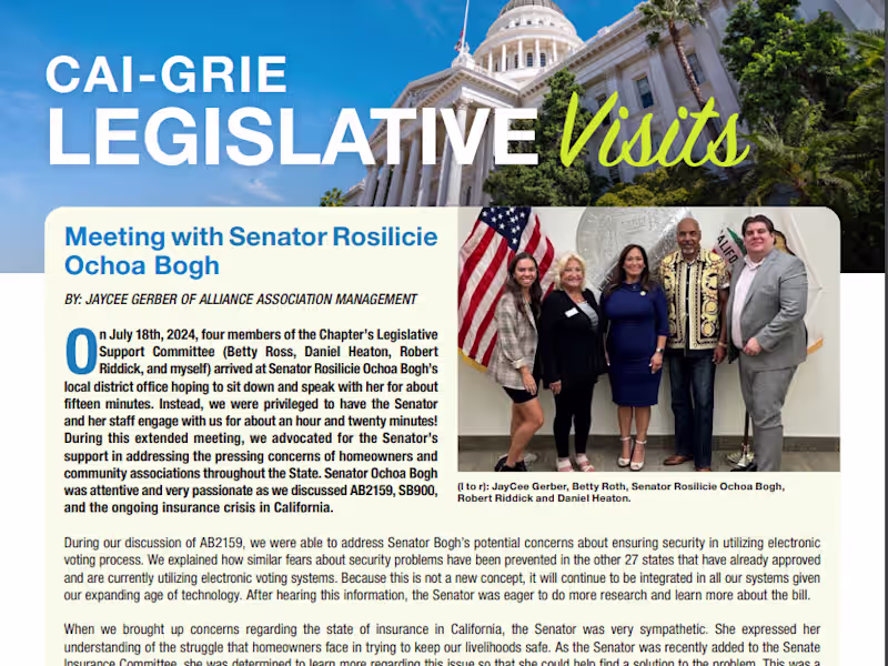 Cover image for Article Writing: CAI Legislative Visits