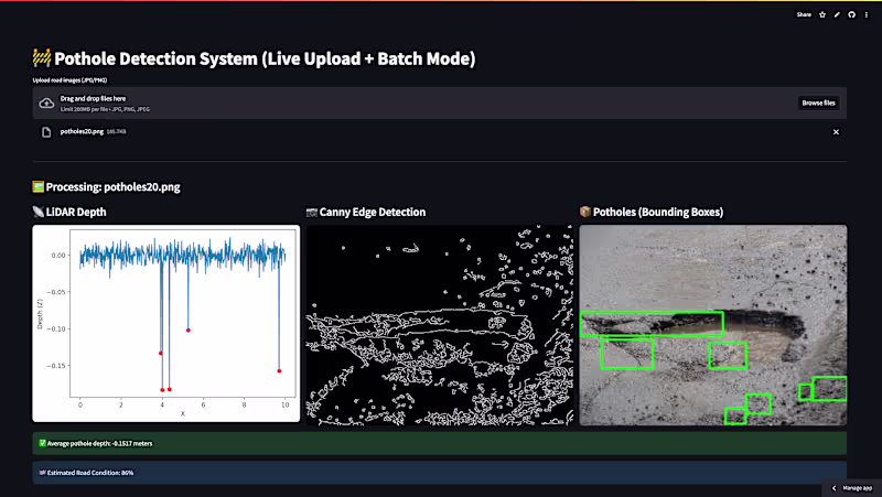 Cover image for Simulated Pothole Detection System 