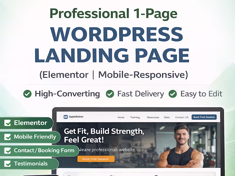 Cover image for 1-Page WordPress Landing Page (Elementor, Conversion-Focused)