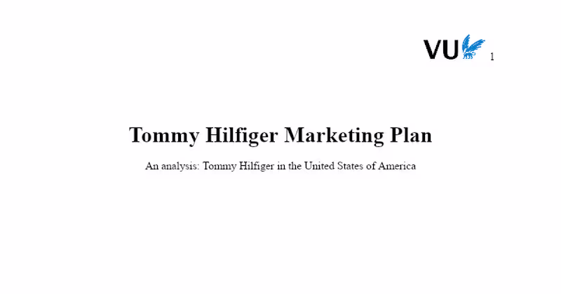 Cover image for Tommy Hilfiger US Marketing Plan for New Product Line