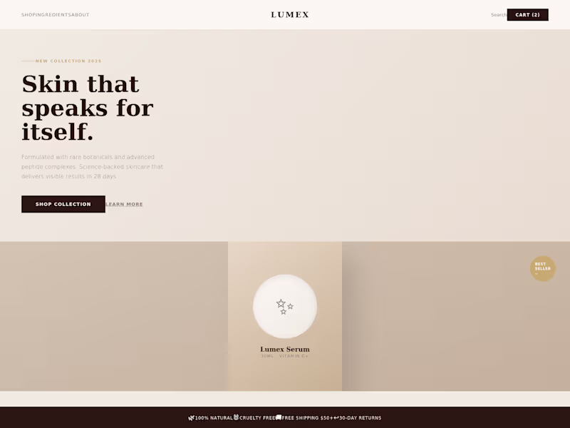 Cover image for Luxury Skincare Shopify Storefront Design & Development