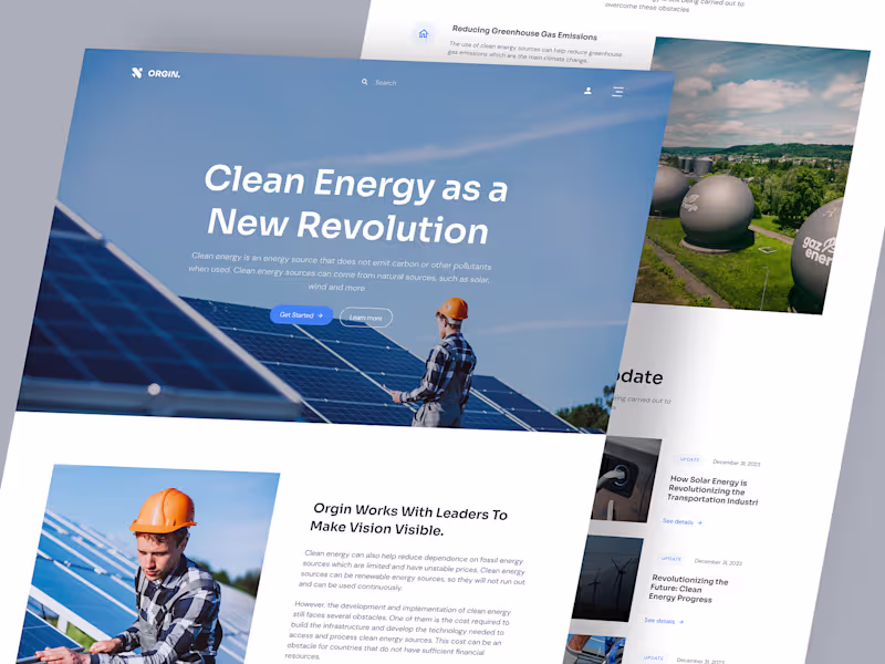 Cover image for Origin - Clean Energy Landing Page by Jaisy Muhammad for SLAB D…