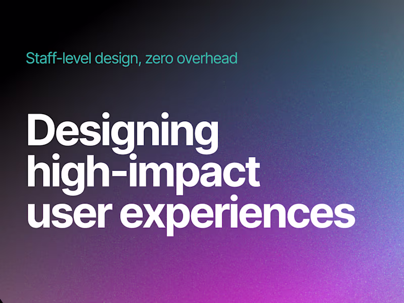 Cover image for Design that moves users and businesses forward (UX/UI/research)