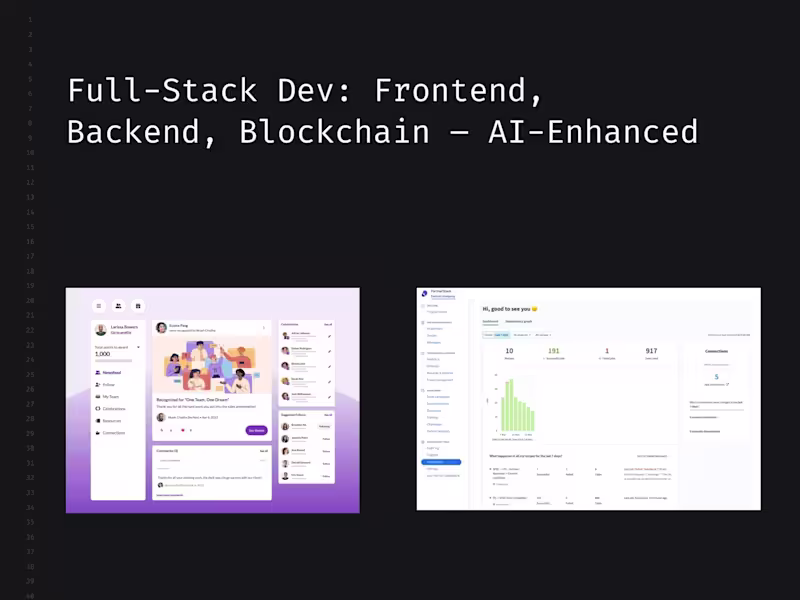 Cover image for Full-Stack Dev: Frontend, Backend, Blockchain – AI-Enhanced